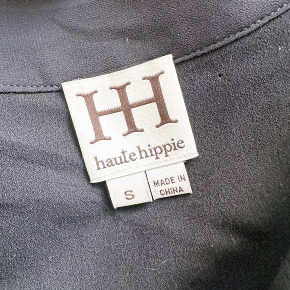 Haute Hippie Black Silver Button Front Drawstring Waist Tunic Dress Size Small - Picture 6 of 12